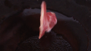 鍋中倒入橄欖油燒熱，放入淡火腿小火煸炒至打卷狀態(tài)。